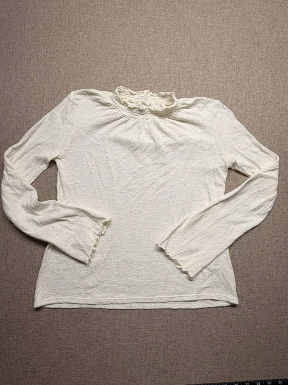Texture & Thread Madewell Ivory Smocked Mock Neck Top – XXS